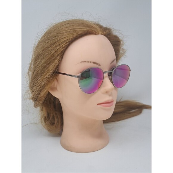 Vintage Serengeti Round Sunglasses Pink Green Mirror Lenses 90s 5539V Japan